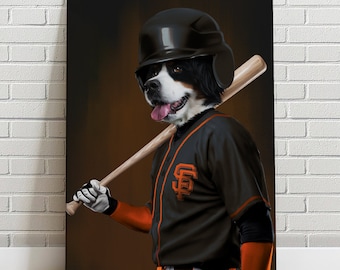 Custom Pet   Portrait Baseball San Francisco Giants Canvas Funny Pet Lover Fathers Day