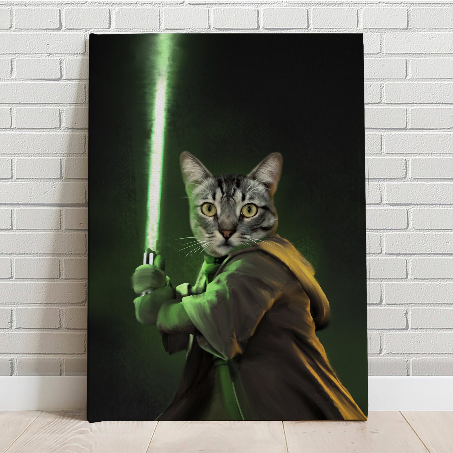 Custom Pet Portrait Starwars Jedi Yoda Cat Dog Pet Portrait Etsy