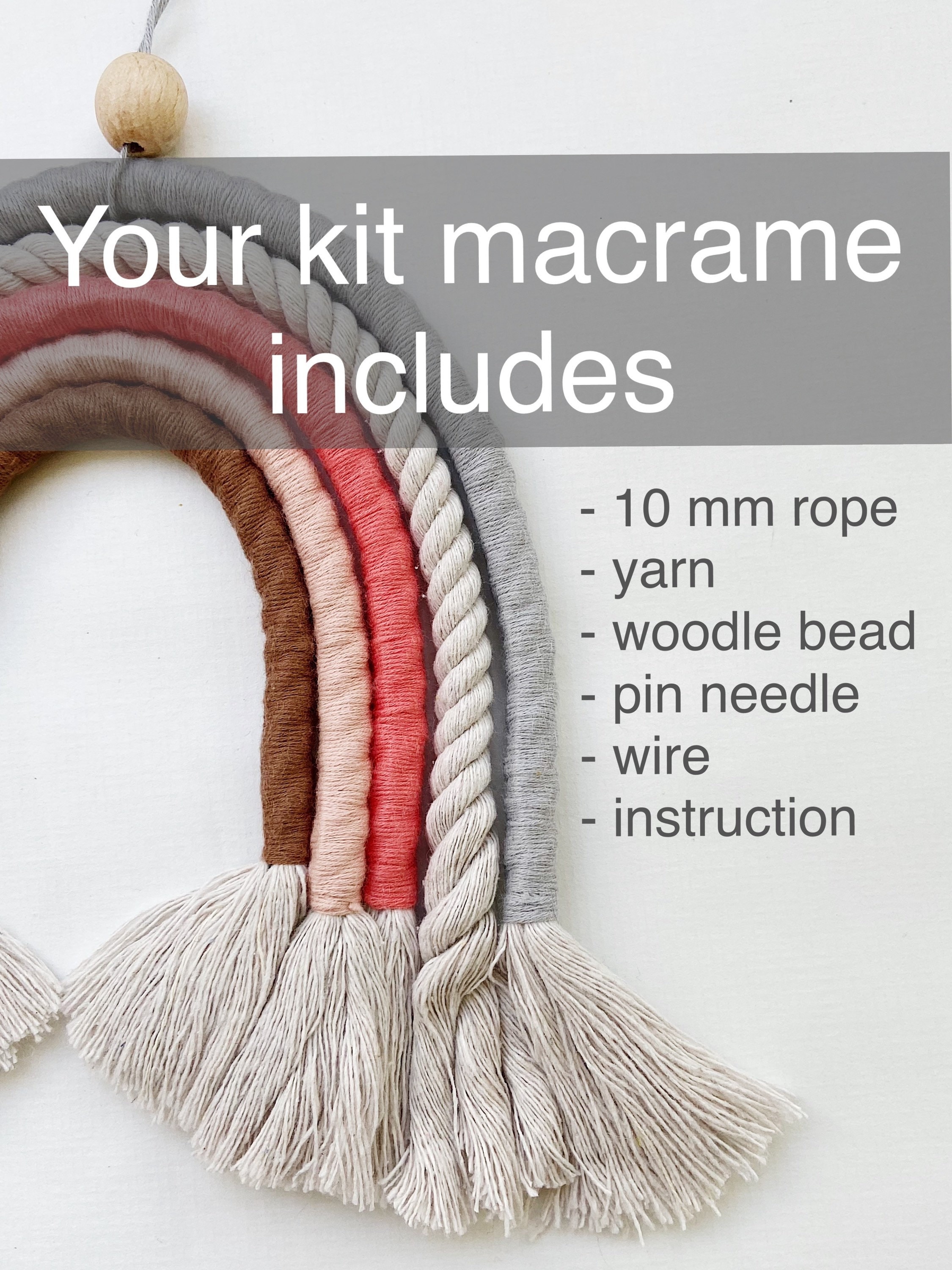 Diy macrame rainbow kit craft kits for adults decor in the Etsy