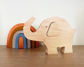 Safari animal - elephant wooden - nursery decor - Personalized gift for kids