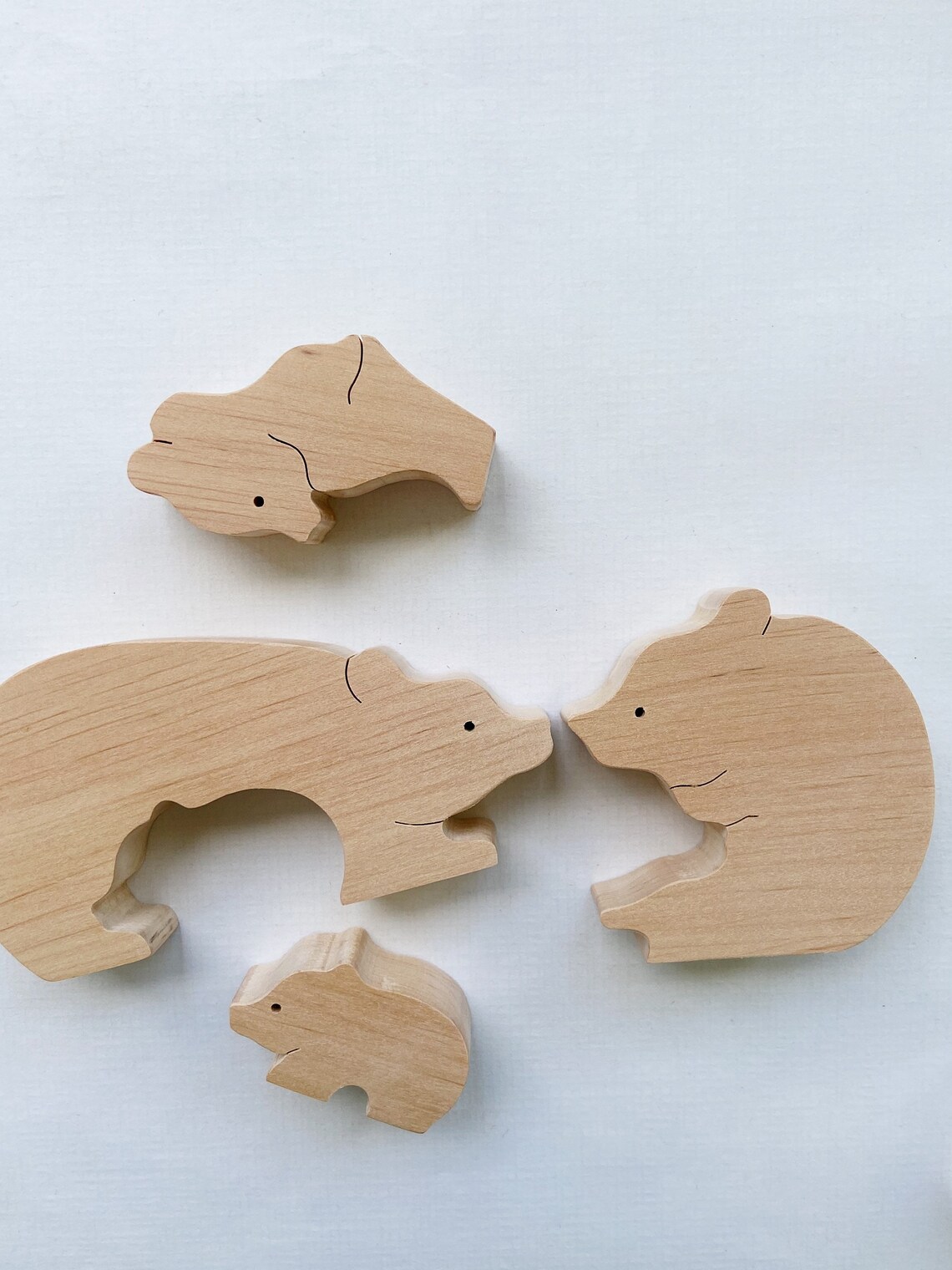 Wooden Bear Family of 4 Are Nursery Decor Wood Puzzle Etsy UK