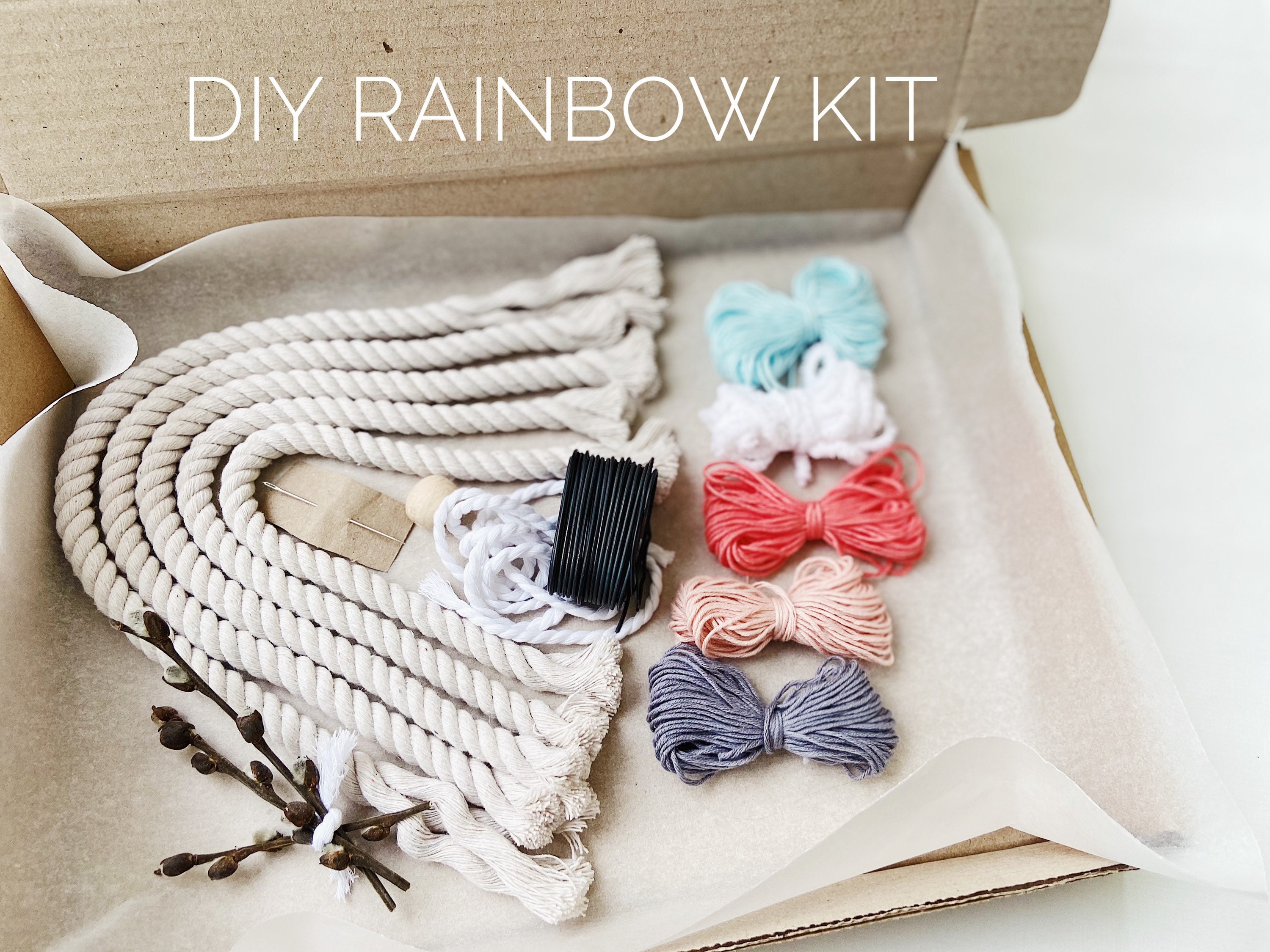 Diy macrame rainbow kit craft kits for adults decor in the Etsy