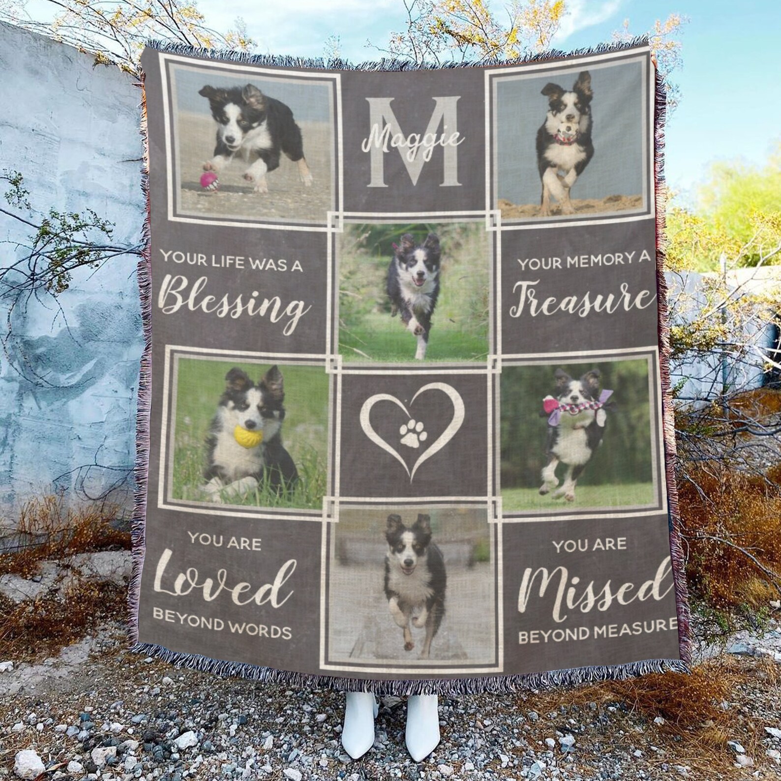 Dog Memorial Woven Blanket Fleece Pet Memorial Blanket Cats Etsy