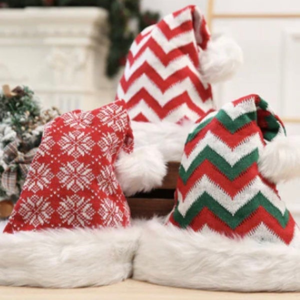 Personalized Name Christmas Santa knitted wool Santa hat, Christmas New Xmas Hat, Unisex Cap, winter Hat Christmas Hat Christmas gift