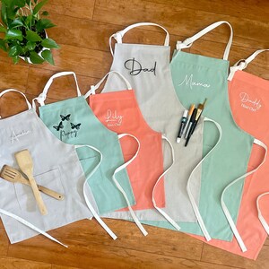 personalized Cotton Apron, Matching Family Aprons, Matching Apron kids Adult family, Head Chef and Sous Chef, Mother’s Day gift