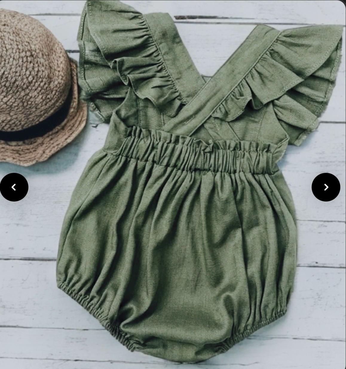 Baby Girl Romper Olive Green Etsy Canada