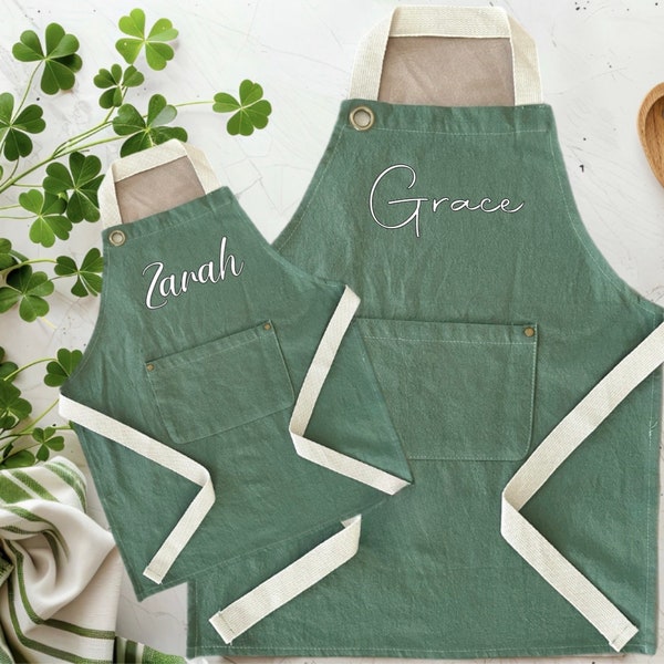 Personalized aprons Adult and kids| Mommy daughter matching baking apron  | Family matching apron|Mom Son Matching apron, Cooking Apron
