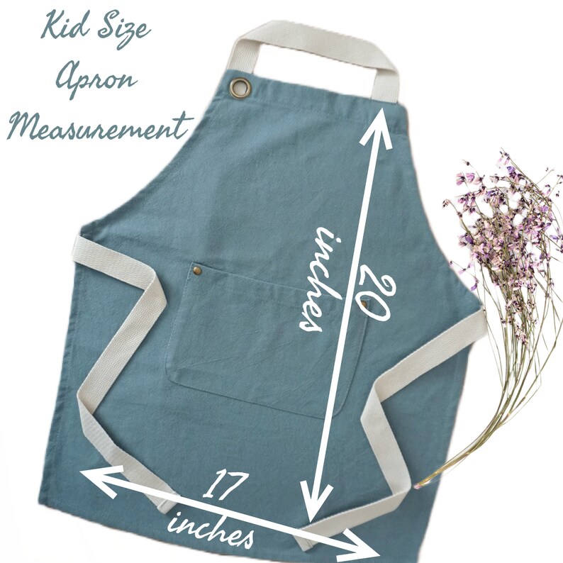 Personalized Linen Apron with Branch Olive, Custom Name Cooking Apron Pockets Adult Kid Apron, Baking, Painting Apron, House warming Gift zdjęcie 6