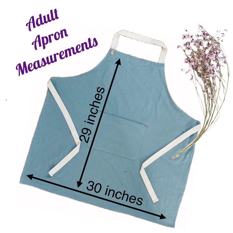 Personalized Linen Apron with Branch Olive, Custom Name Cooking Apron Pockets Adult Kid Apron, Baking, Painting Apron, House warming Gift zdjęcie 5