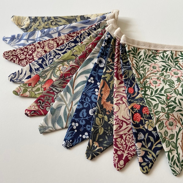 Handmade William Morris Floral Bunting made from 100% Cotton