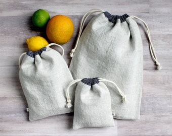 Leinen Kordelzug Taschen, Brot Taschen, produzieren Taschen, Taschen-Organizer, Zero Waste Taschen, umweltfreundliche Aufbewahrungstasche, Doppelschicht Staubbeutel
