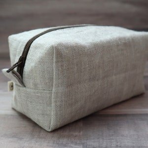 Leinen Boxy Pouch, Box Pouch, Kosmetiktasche, Kosmetiktasche, Kulturtasche, kleine Geldbörse, kleine Aufbewahrung, Reiseorganisation Short