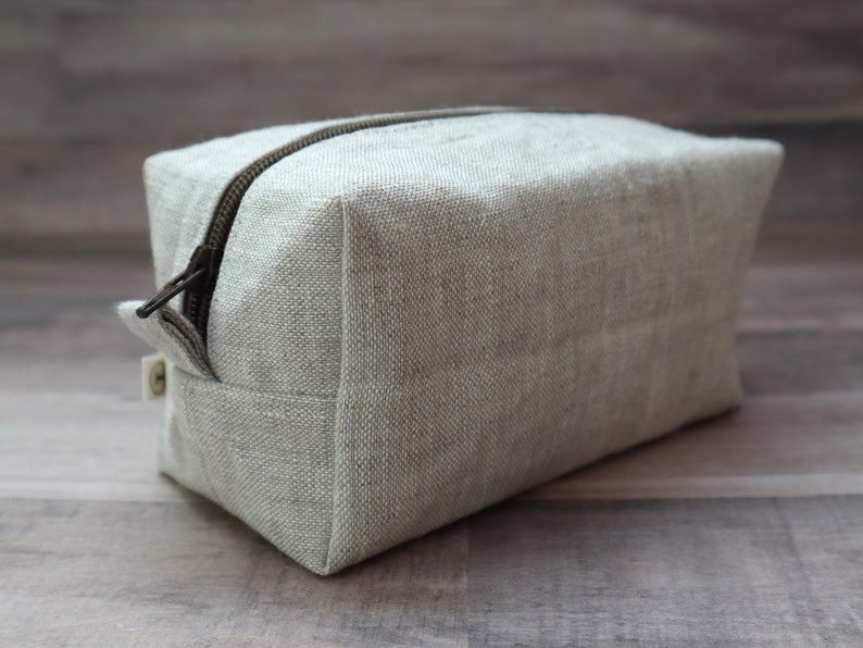 Linen Boxy Pouch, Box Pouch, Cosmetic Pouch, Makeup Bag, Toiletry Bag, Small Purse, Small Storage, Travel Organization Short