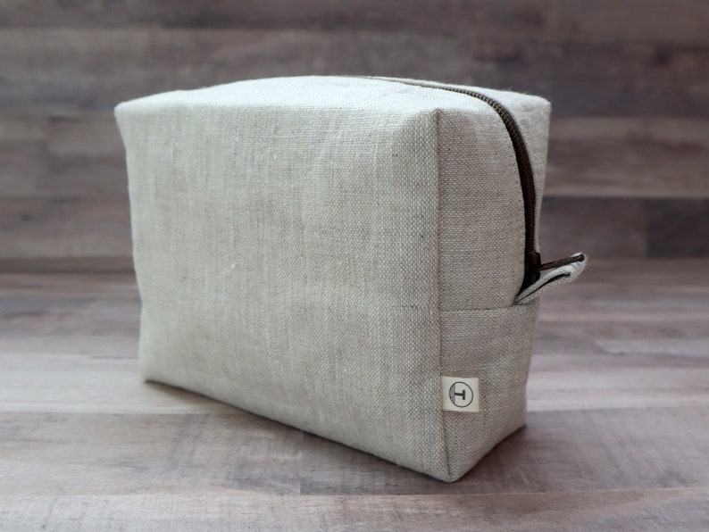 Linen Boxy Pouch, Box Pouch, Cosmetic Pouch, Makeup Bag, Toiletry Bag, Small Purse, Small Storage, Travel Organization Tall