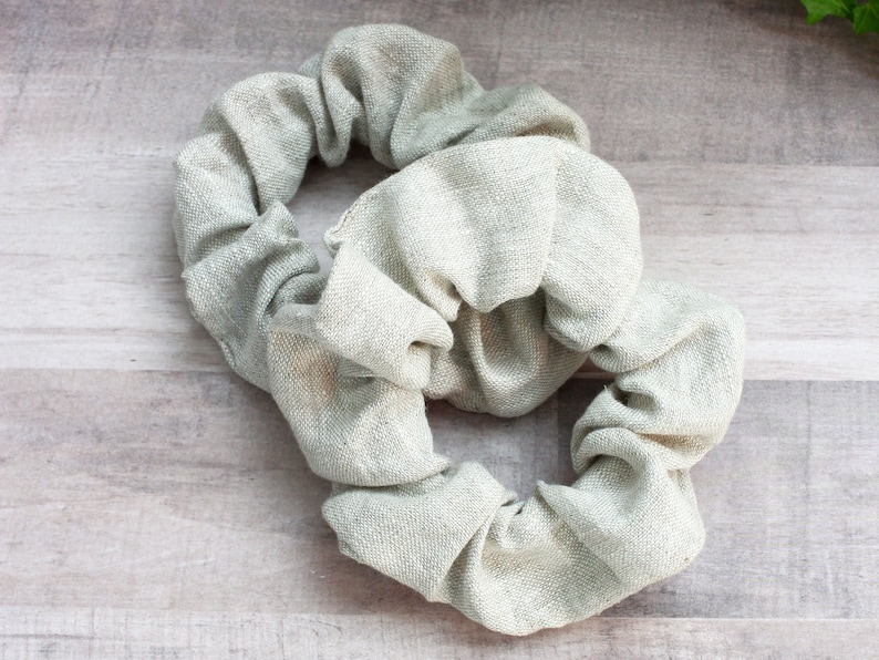 Linen Scrunchie, Hair Accessories, Linen Hair Tie, Natural Linen Scrunchies, Handmade Gift image 3