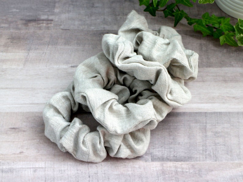 Linen Scrunchie, Hair Accessories, Linen Hair Tie, Natural Linen Scrunchies, Handmade Gift image 4