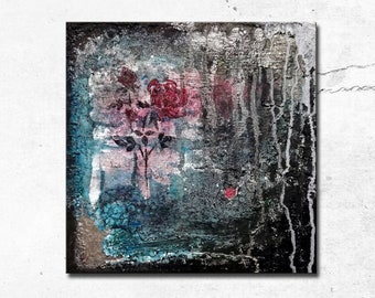 Original Gemälde Liebe Rose semi-abstrakt "Tile One - Schwermut der Liebe" Kunst vom Künstler * Gothic * Romantik