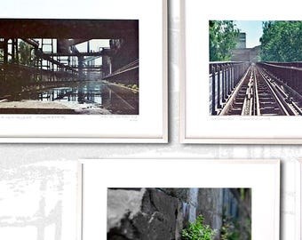 5 Fotografien Ruhrgebiet Zeche Zollverein, gerahmt und signiert, Kunst vom Künstler SE, Unikat Industrie Natur