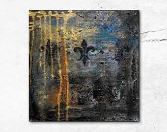 Original Gemälde Lilie Iris abstrakt "Tile Two - Fleur de Lys" * vom Künstler * Gothik