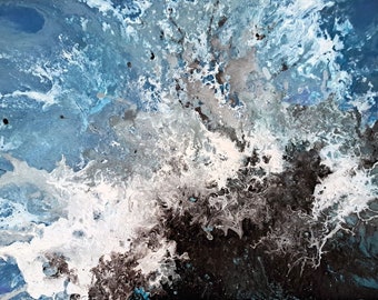 maritim Meer Gemälde abstrakt * Brandung Surf Gischt * Kunst vom Künstler * Unikat Urlaubsfeeling * original Acrylgemälde