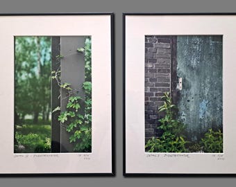 2 Fotografien Ruhrgebiet Zeche Zollverein, gerahmt und signiert, Kunst vom Künstler SE, Unikat Industrie Natur