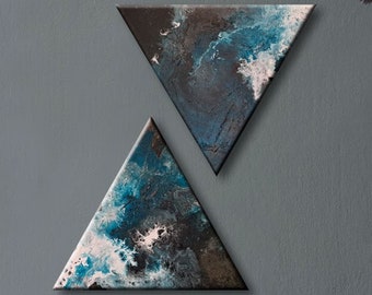 MINIS original Gemälde abstrakt * cosmic cloud * Kunst vom Künstler * Geometrie – 2 Stück