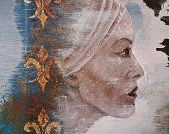 Frauen Portrait Original Gemälde Lilie * direkt vom Künstler * Fragility * Acrylgemälde – Statement Art