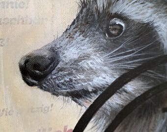 Waschbär Tierschutz Original Gemälde * direkt vom Künstler * Raccoon – niedlicher Plagegeist * Tierportrait  Acrylgemälde – Statement Art