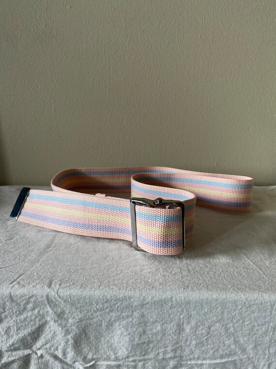 Vintage 80s Woven Belt Pastel Stripes Adjustable