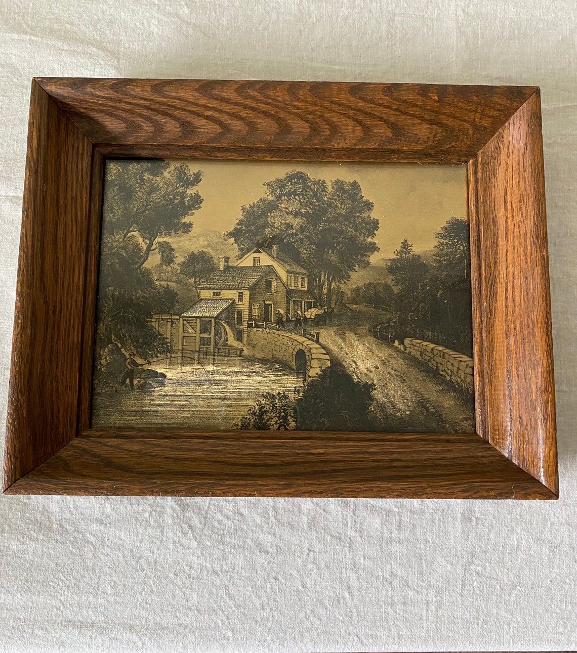 Vintage Framed Gold Foil Art Family Farmstead Etsy