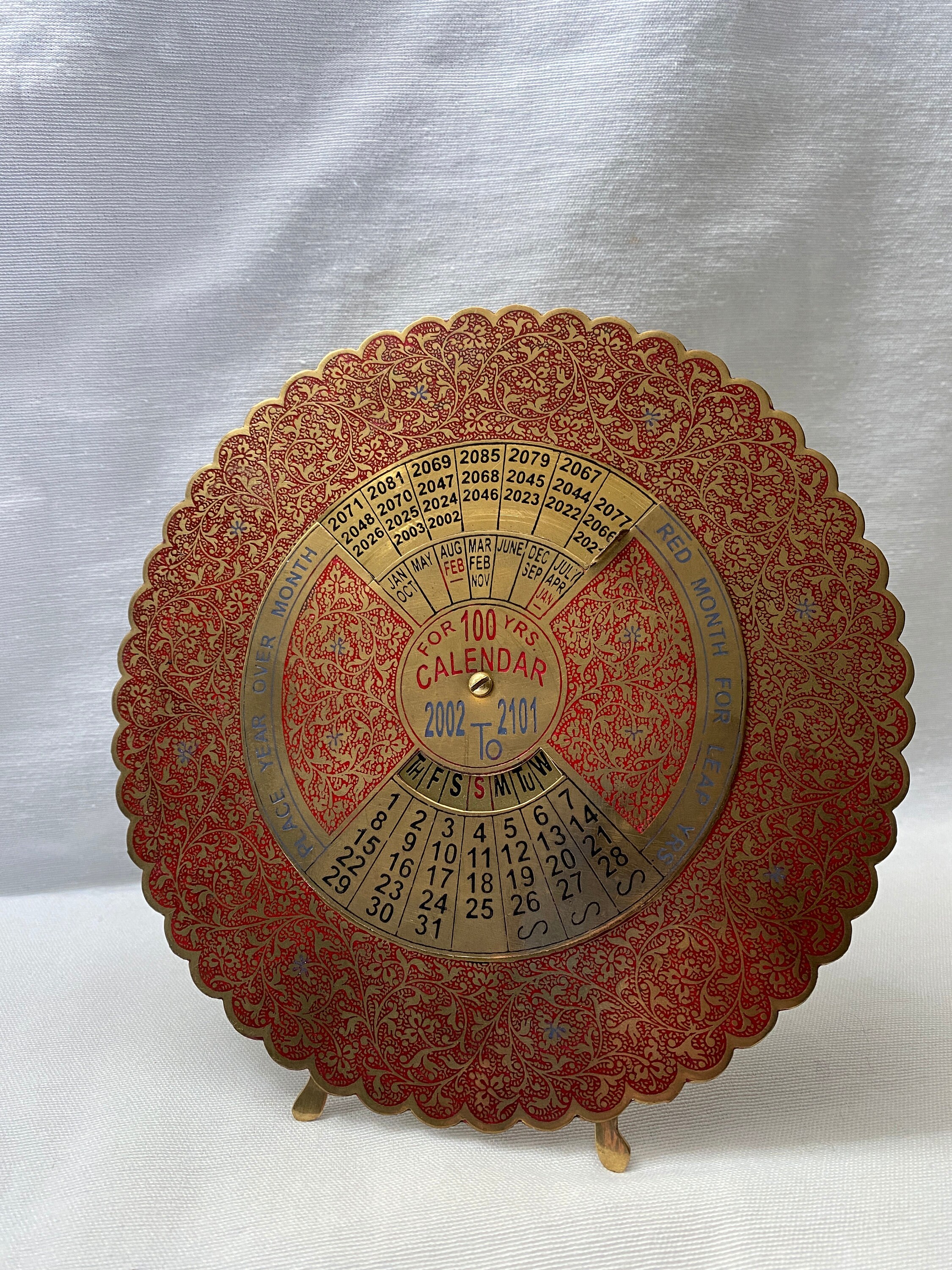 Ornate Brass 100 Year Calendar With Stand 20022101 Made in Etsy