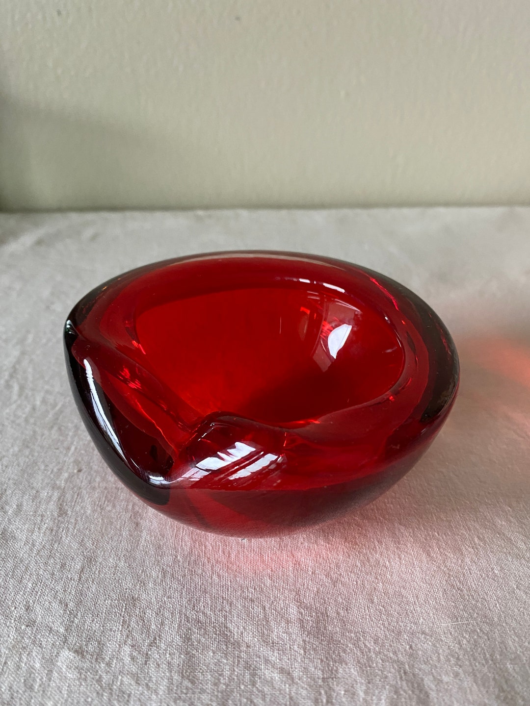 Vintage TAG Glass Red Apple Ashtray or Bowl Etsy