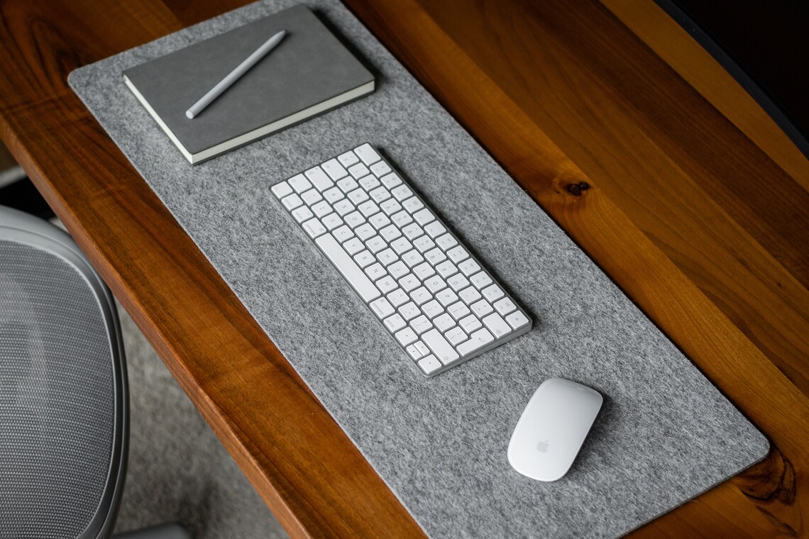 Felt Desk Mat Desk Pad Grey 100 Merino Wool Desk Protector Etsy