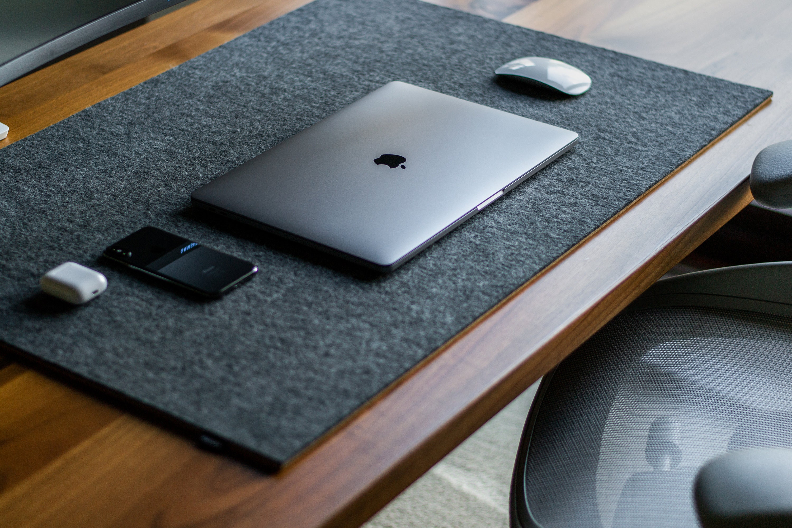 Desk Mat / Wool Felt and Cork Desk Pad for Home Office / Etsy
