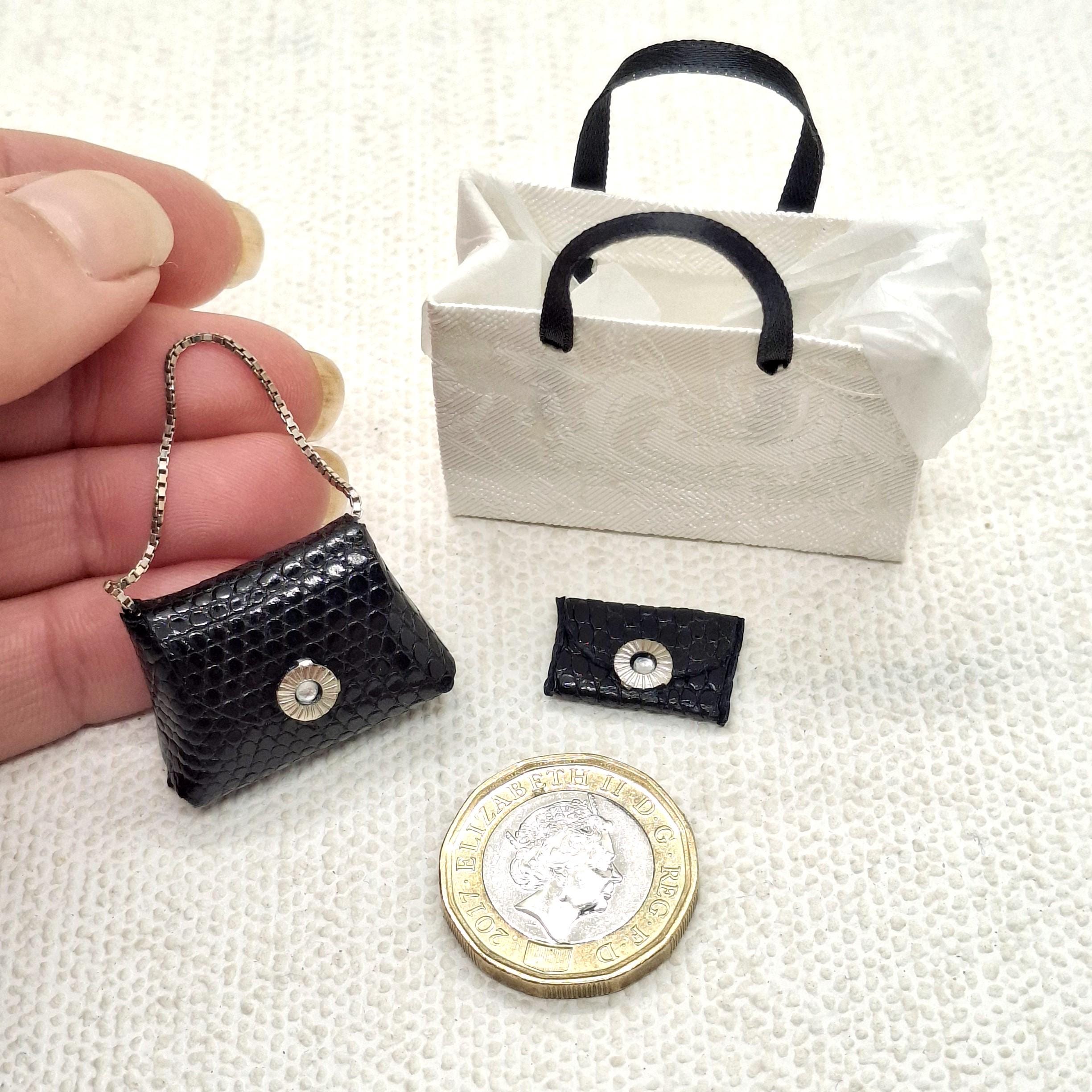 Dollhouse Handbag Set, Miniature Leather Handbag, 1:12th Fashion