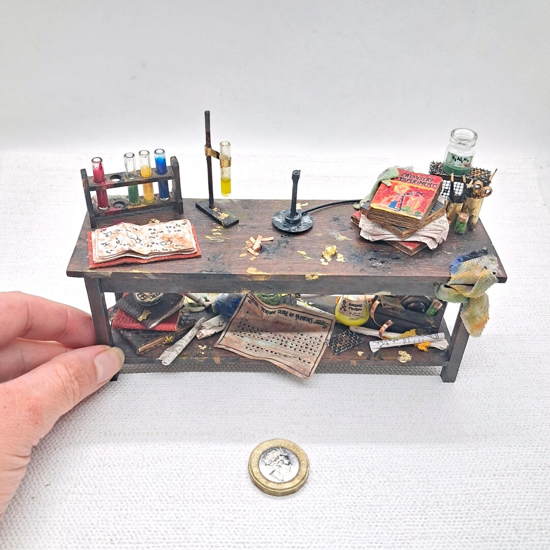 Dolls House Apothecary Table, Chemists Shop, Miniature Science Lab ...