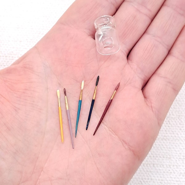 Dolls House Paint Brushes, 12th Scale Miniature Artist Accessories
