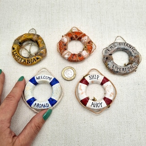 Miniature Life Buoys, Dolls House Life Rings, Dollhouse Nautical Decor, Seaside Miniatures