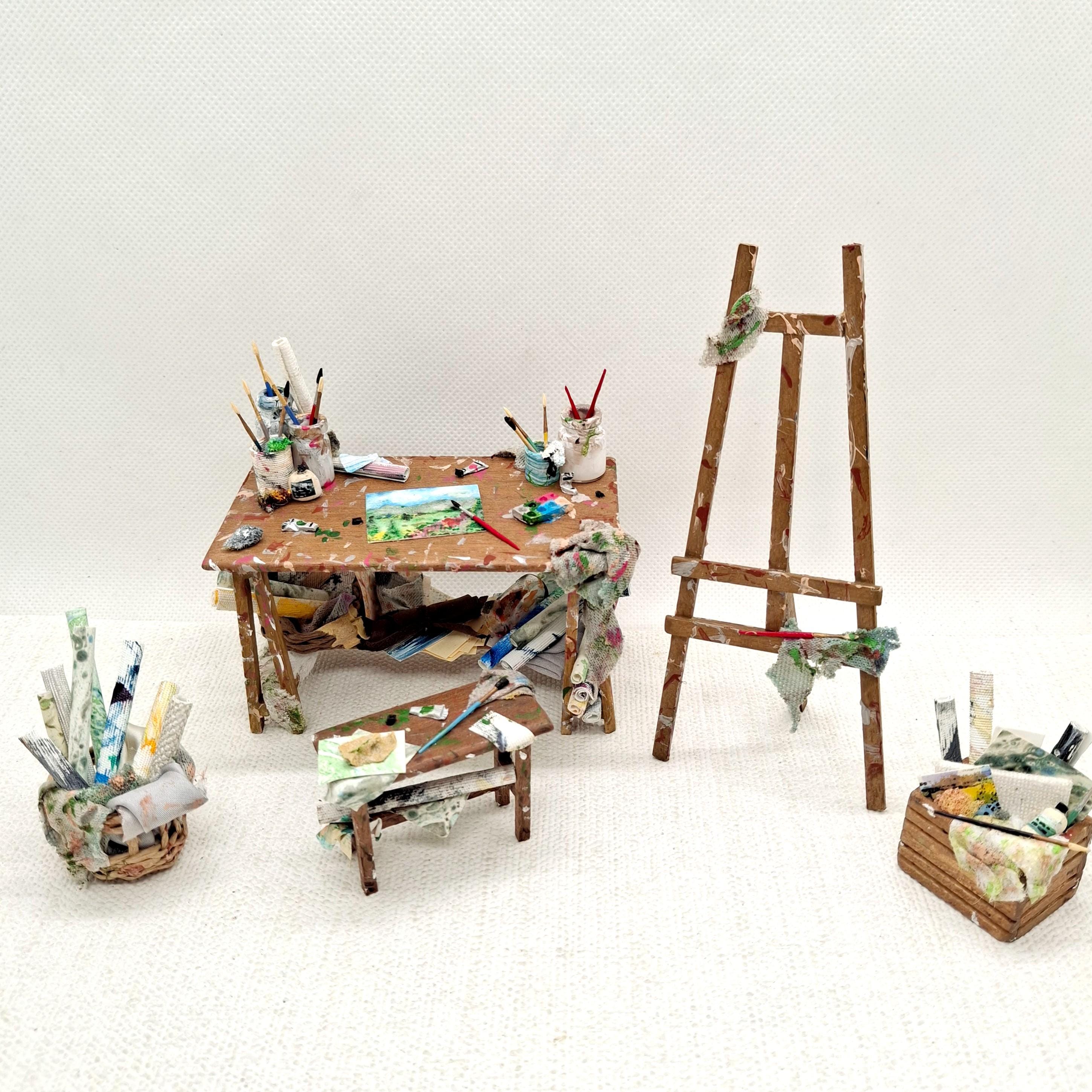 Dolls House Paint Studio, Dollhouse Artist Studio, Miniature Art Studio