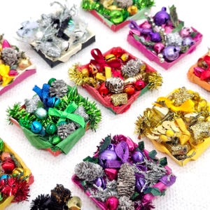Miniature Christmas Decorations, Dollhouse Christmas Bauble Boxes, Dolls House Christmas Decorations