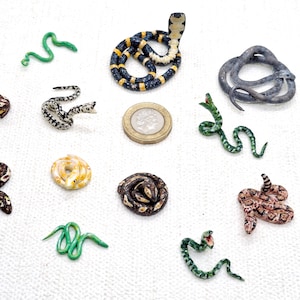 Miniature Snakes, Dollhouse Snakes, Micro Snakes, Polymer Clay Animals
