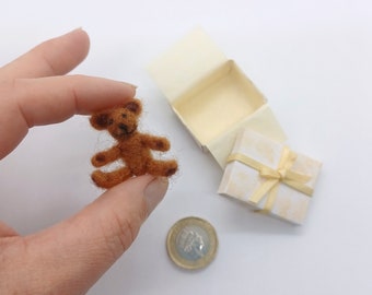 Dolls House Bear, Dollhouse Miniature Teddy Toy, 12th Scale Nursery Toys, Needle Felted Collectors Bear