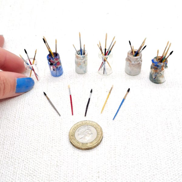 Miniature Paint Brushes - 1/12th Scale Paint Brush Sets - Dollhouse Artist