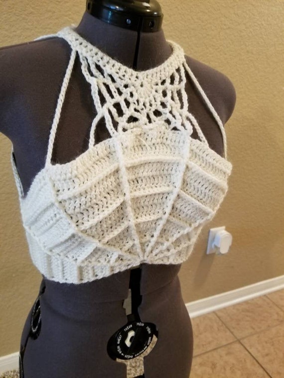 Spider Web Crop Top Crochet Custom Sizing Etsy