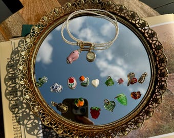 Customizable Beaded Charm Necklace, Italian Seaside Style