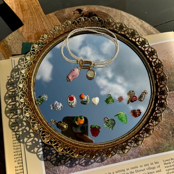 Customizable Beaded Charm Necklace, Italian Seaside Style