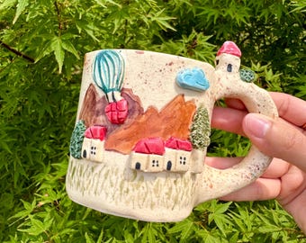 Cottagecore Slow living House Mug, Handmade ceramic, pottery, slow living -handmade cute mugs, ceramic speckled, mugs, nature gift