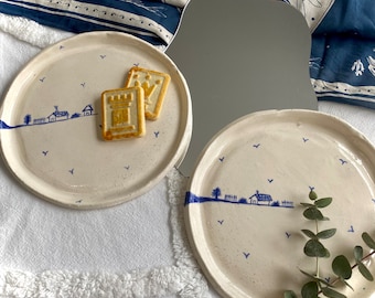 PREORDER- Cottagecore Country Dessert Plates, Handmade ceramic, pottery, slow living -handmade plates-cute plates, ceramic speckled, mug