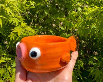 PREORDER Custom Goldfish Cups, Handmade ceramic, pottery, slow living -handmade cute mugs, ceramic speckled, mugs, fish, Italian seaside