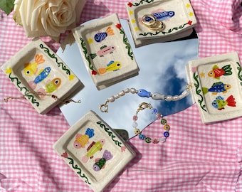 PREORDER-Italian Seaside Fish Trinket Dish, Handmade, Trinket Dish, Pottery, Trinket Dish, Ceramic Paint Palette, Ceramic Watercolor Palette